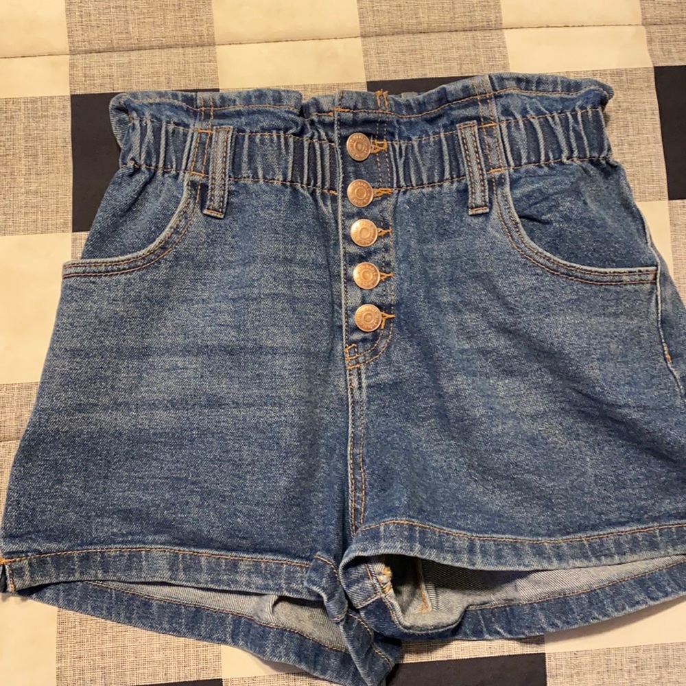 Paper Bag Denim Shorts